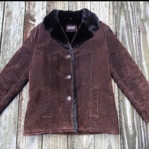 Guess Suede Coat w/ Faux Fur interior